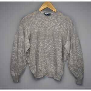 Don Yerse Sweater Heather Tan Crew Neck - Made in Spain - Textured Knit - S/M